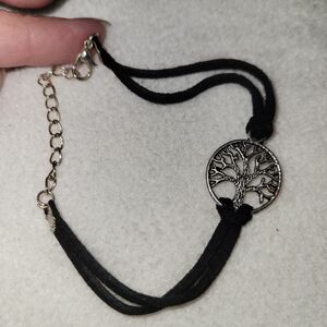 Leather Infinity Tree Of Life Silver Chain Bracelet